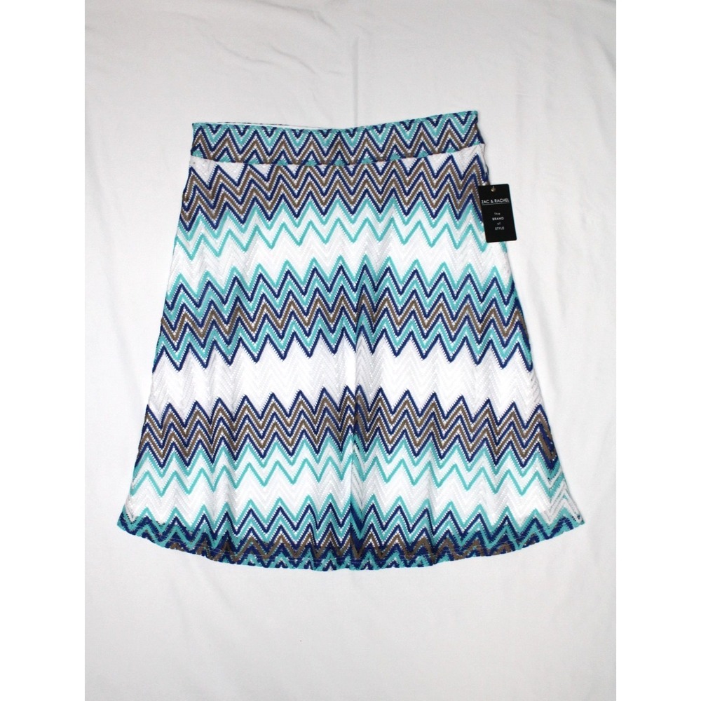 Zach & Rachel Womens Coastal Resort Crochet Midi Skirt Blue White Turquoise XL